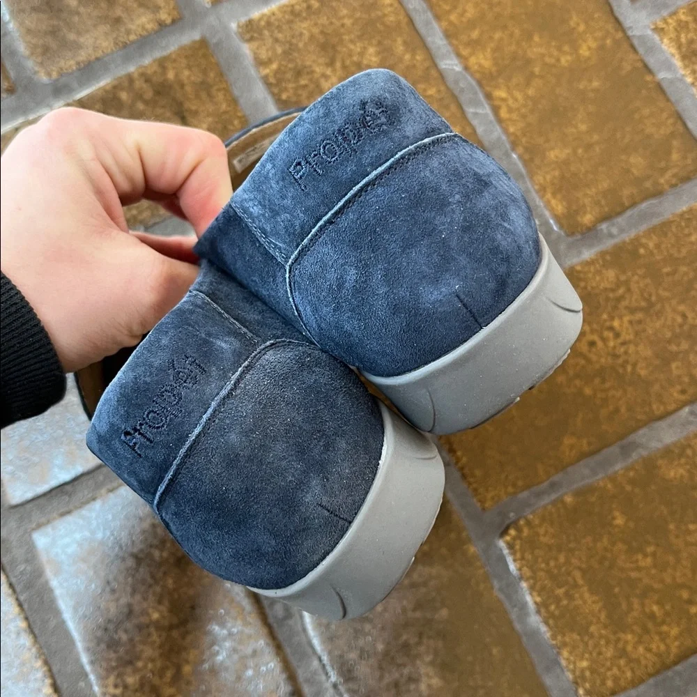Propet Yetta Blue Suede Slip-On Penny Loafers